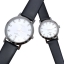 Metro นาฬิกาคู่ สายหนังดำ หน้าปัดขาว ประดับเพชร รุ่น 20125M-DW, 20125L-DW